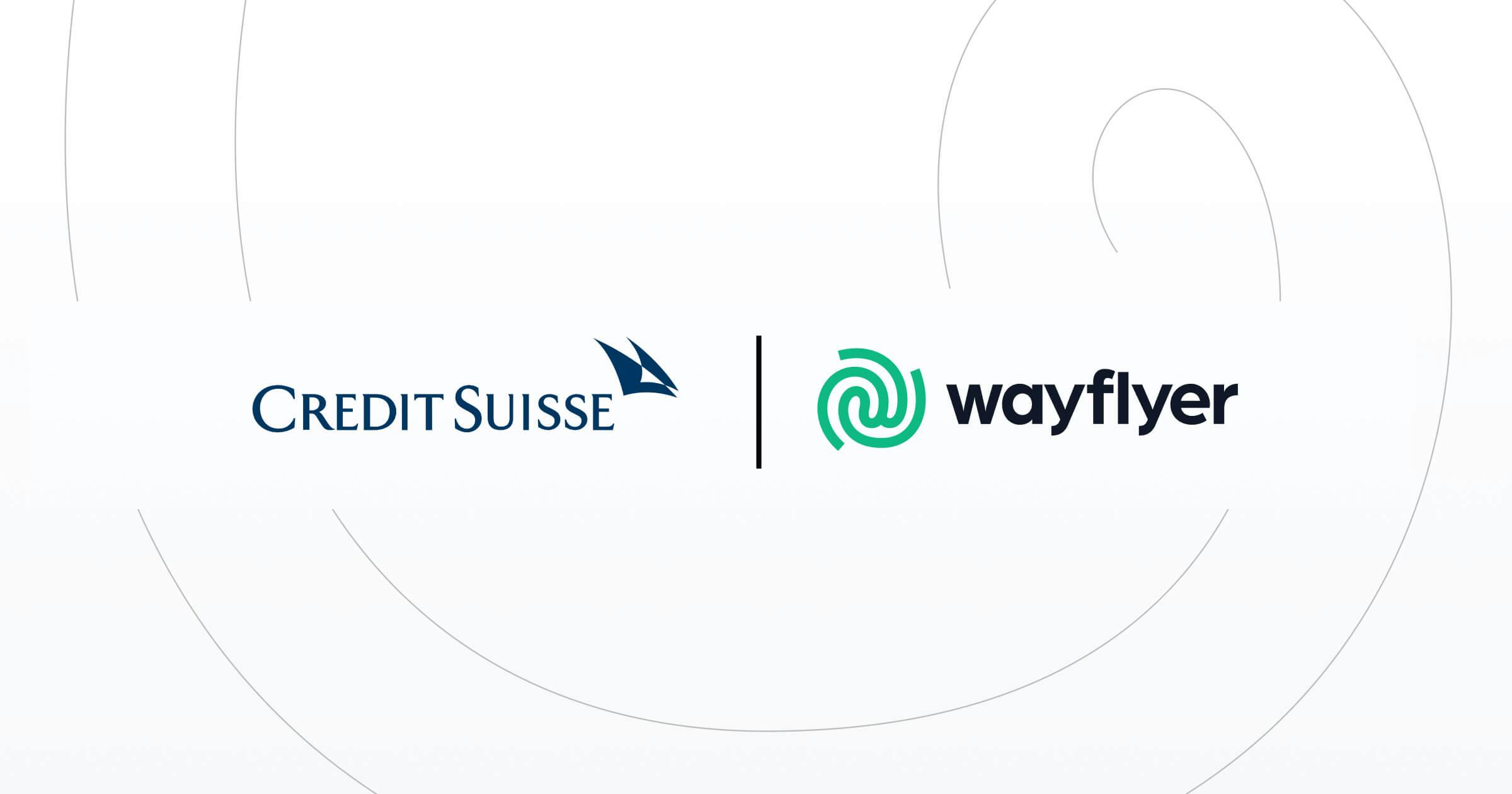 Logotipos de Credit Suisse y Wayflyer separados por una barra